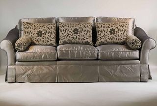 Modern Heirloom Furniture Silver-Upholstered Sofa
