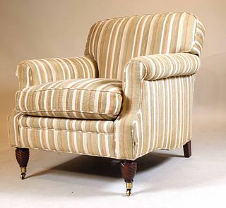 Contemporary Striped-Upholstered Club Chair