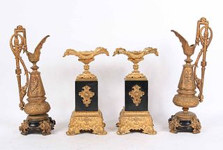 Pair of Rococo Style Gilt-Metal Candleholders