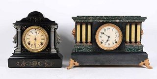 Two Ebonized and Gilt Mantle Clocks
