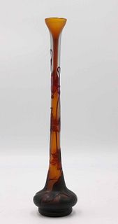 Galle Cameo Glass Tall Bud Vase
