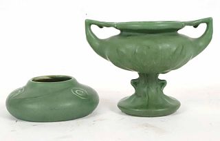 Two Hampshire Pottery Green Table Articles