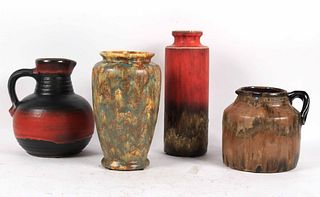 Four Art Pottery Table Vases and Pitchers