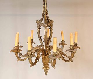 Louis XVI Style Gilt-Metal Nine-Light Chandelier