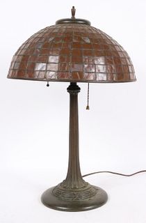 Tiffany Style Patinated Metal Table Lamp
