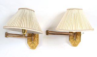 Pair of Gilt-Metal Swing Arm Wall Sconces