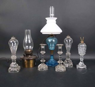 Group of Glass Fluid Lamps