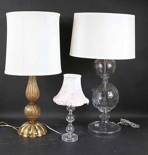 Three Glass Table Lamps