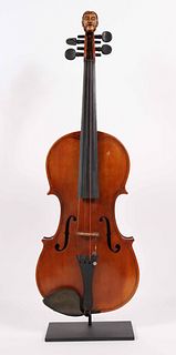 American Folk Art Figured Maple Violin, Man Head