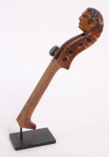 Folk Art Carved Violin Head, Gentleman's Head