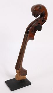 Folk Art Carved Violin Head, Ferret's Head