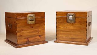 Pair of Chinese Hardwood Scroll Boxes