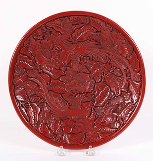 Chinese Carved Lacquer Charger