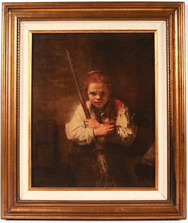 Girl with Broom, after Rembrandt
