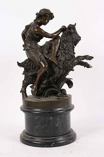 Michel Claude Clodion, Bronze, Bacchante on Goat