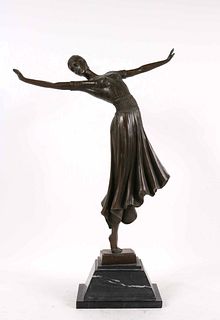D.H. Chiparus, Bronze Sculpture, Art Deco Dancer
