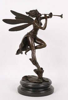 Bronze Sculpture of Fairy with Trumpet