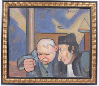 Oil on Canvas, Two Men 