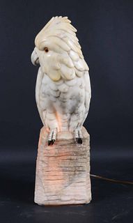 White Marble/Alabaster Parrot Form Table Lamp