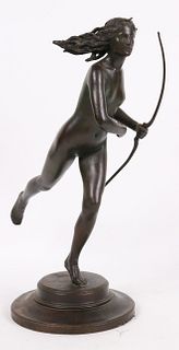 Bronze Sculpture of Nude Female Archer