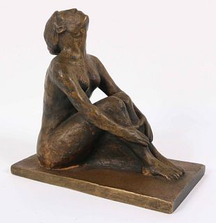 Gilt-Bronze Figure of Seated Nude Woman