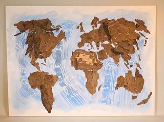 Mixed Media on Canvas, Map of the World