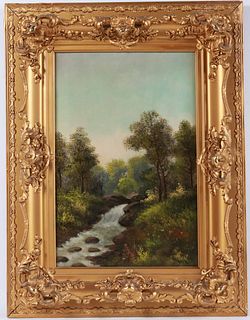 Oil on Canvas Landscape with River
