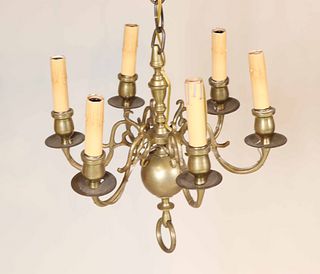 Baroque Style Brass Sixlight Chandelier