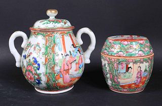 Two Chinese Export Rose Medallion Covered Jars