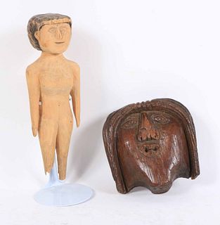 Hand-Carved Ruth Gould Pine Figure