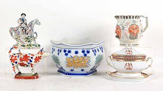 Five Porcelain Figurines and Table Articles