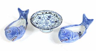 Two Chinese Fish-Form Porcelain Dishes