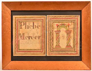 Fraktur Bookplates Inscribed for Phebe Mercer.