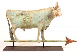 Copper Dimensional Bull Weathervane.