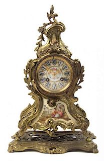 A Louis XV Style Gilt Bronze Mantel Clock,  MOVEMENT BY L. MARTI, Height 14 1/2 inches.