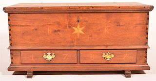 PA Chippendale Walnut Inlaid Dower Chest.