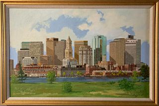 Monumental Boston Oil by Robert Solotaire (1930-2008)