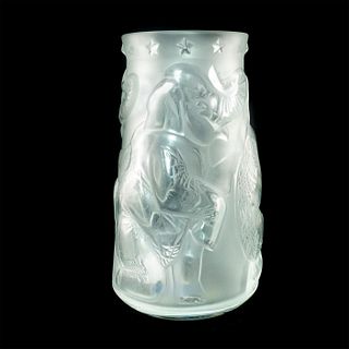 Lalique Clear Crystal Vase, Circus Elephant with Star