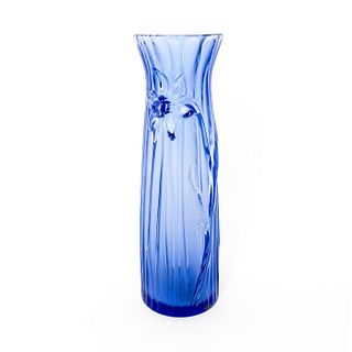 Lalique Jonquille Daffodil Blue Crystal Vase