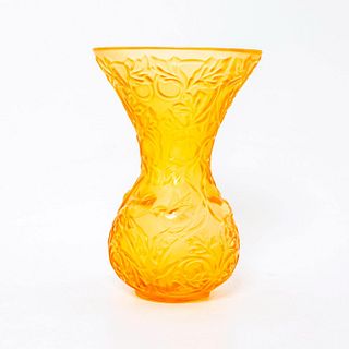 Vintage Lalique Arabesque Amber Vase