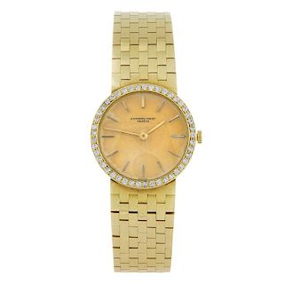 AUDEMARS PIGUET - a lady's bracelet watch. 18ct yellow gold case with factory diamond set bezel. Imp