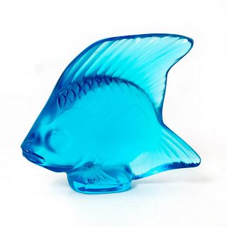 Vintage Lalique Art Glass Fish Figurine, Blue Angelfish