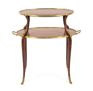 A Louis XV Style Gilt Bronze Mounted Tray Table, Height 33 1/4 x width 33 x depth 19 inches.