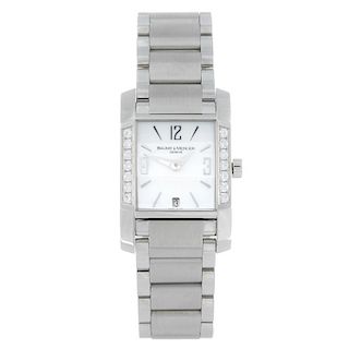 BAUME & MERCIER - a lady's Hampton bracelet watch. Stainless steel case with a row of factory set di