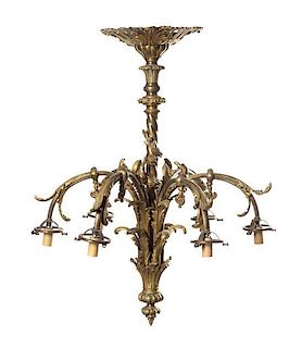 A Louis XV Style Gilt Bronze Six-Light Chandelier, Height 25 x diameter 22 inches.