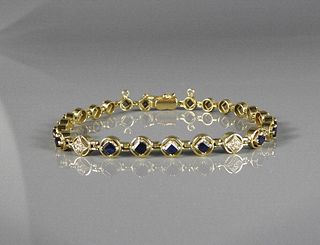 14kt Yellow Gold Diamond Sapphire Bracelet