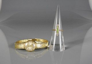 14kt Gold Diamond Ring & Doxa Wrist Watch
