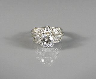 18kt White Gold Diamond Wedding Ring & Band Set