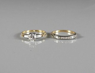 14 - 18kt Yellow Gold Diamond Ring Set
