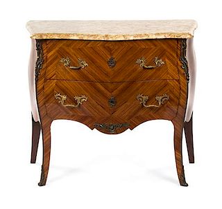 A Louis XV Style Gilt Metal Mounted Commode, Height 34 x width 38 3/4 x depth 19 inches.